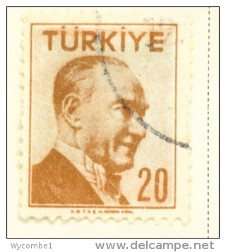 TURKEY  -  1956  Kemal Attaturk  20k  Used As Scan - Used Stamps