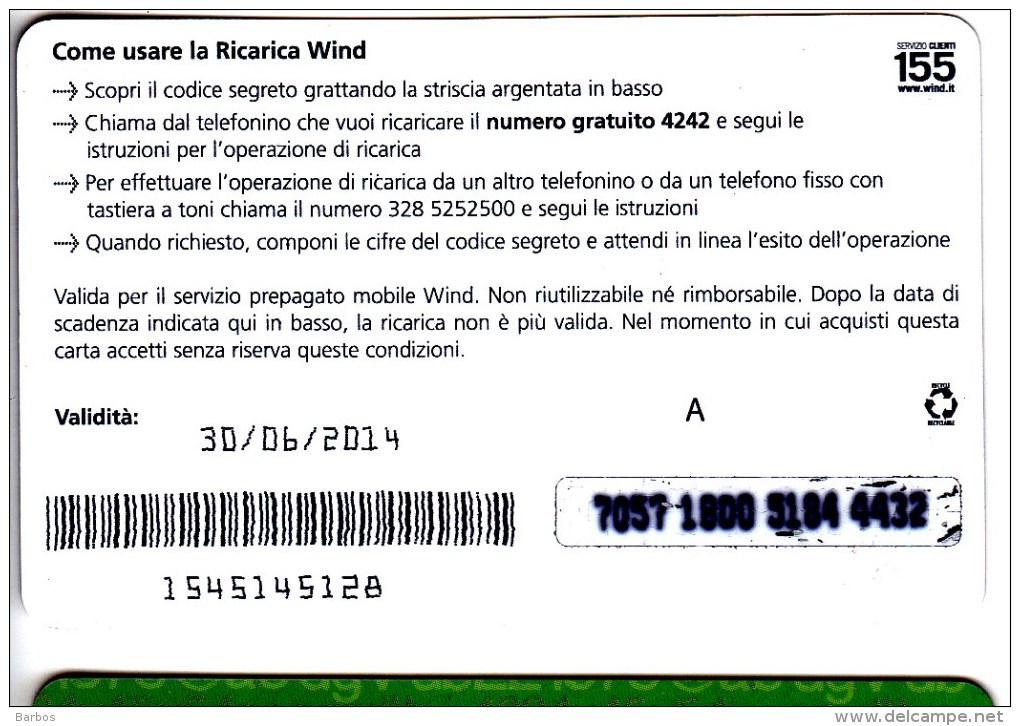 Italy ,  Phonecard Prepaid  ,  Used - [2] Sim Cards, Prepaid & Refills
