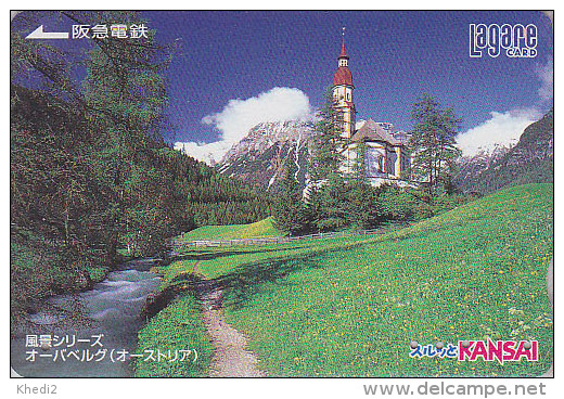 Carte JAPON  - Site AUTRICHE - OBERNBERG / TYROL - Montagne Eglise - AUSTRIA Rel JAPAN Kansai Lagare Prepaid Card 3 - Bergen