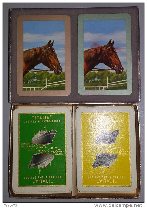 SOCIETA´ DI NAVIGAZIONE " ITALIA "   /  Carte da gioco raffigurante la " Saturnia " e " Vulcania " _ Complete