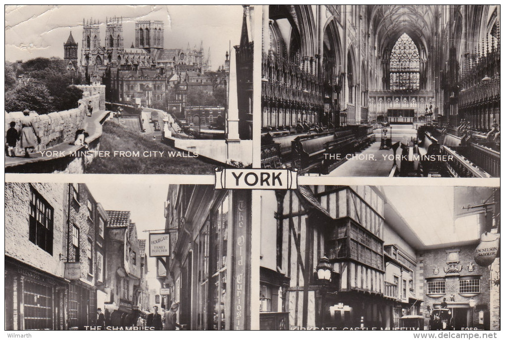 York - Minster From City Waals - Minster - Shambles - Kirkgate Cstle Museum (1962) - York