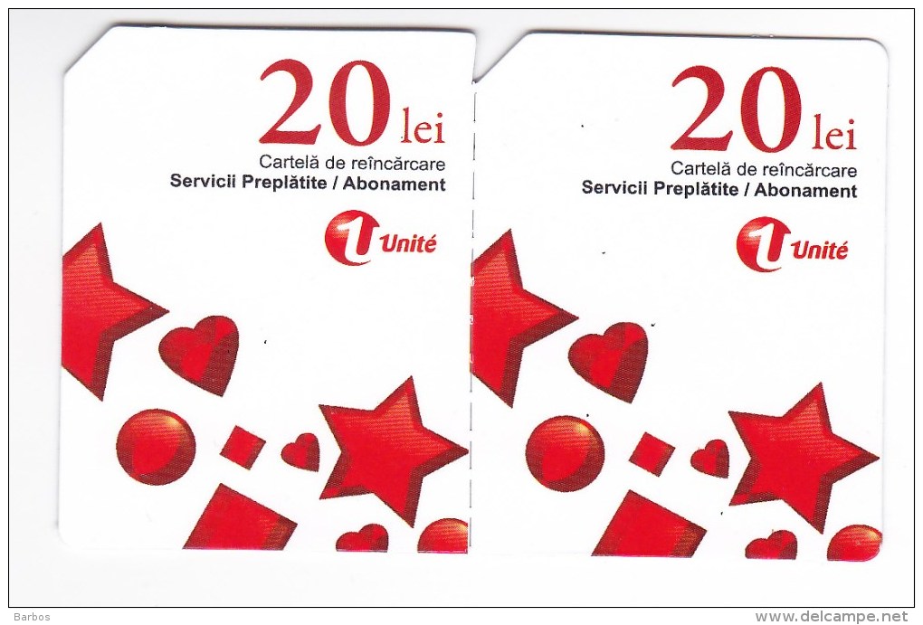 Moldova   Moldavie  Moldau ,  Prepaid Phonecards -  Unlte  ,  20 Lei  +20 Lei , Tipe 3 , Paper , Used - Moldavie
