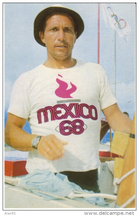 1968 Mexico Olympics, Soviet Yachtsman V. Mankin, Yachting Boat Race 1970 Vintage Postcard - Jeux Olympiques