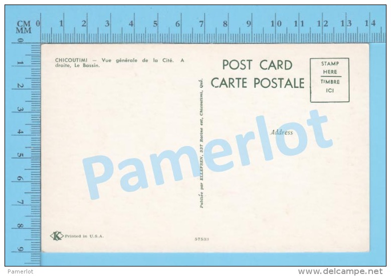 Chicoutimi (Vue Générale De La Cité, Postcard Carte Postale  ) P. Quebec Recto/Verso - Sherbrooke
