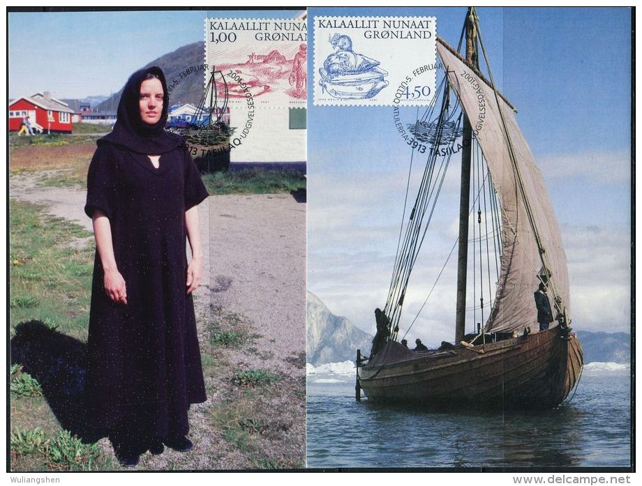 PA1210 Greenland 2001 Pirate Life 4v Maximum Card MNH - Lettres & Documents