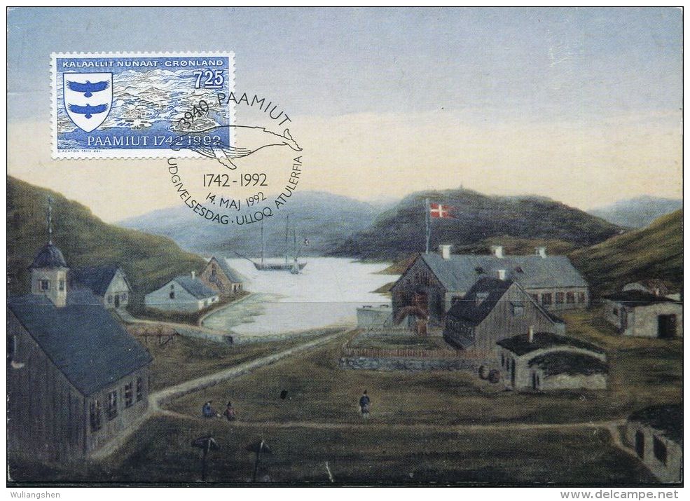 PA1214 Greenland 1992 City Landscape Architectural Emblem Maximum Card MNH - Lettres & Documents