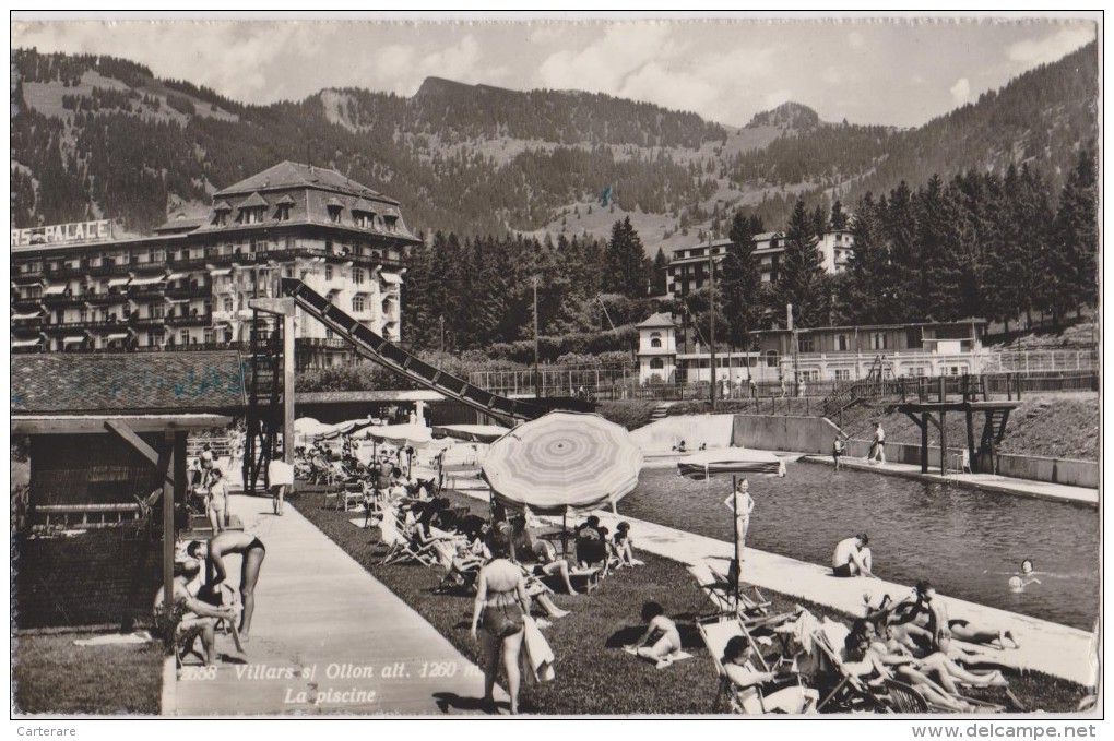 Suisse,VAUD,VILLARDS SUR OLLON ,station Sport D´hiver,alpes Vaudoises,la Piscine En 1962,palace Hotel,rare - Ollon