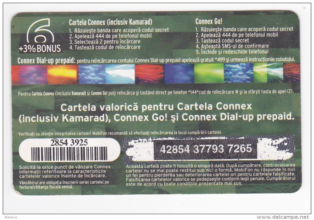 Romania ,  Prepaid Phonecard -  Connex , 6 Euro ,  Used - Romania