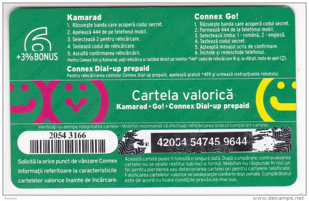 Romania ,  Prepaid Phonecard -  Connex , Camarad , 6 Euro ,  Used - Romania