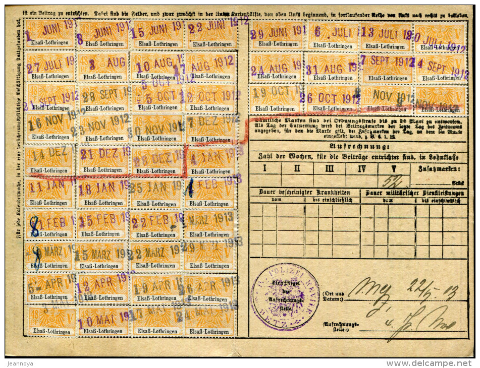 FRANCE - FISCAUX - SOCIO POSTAUX D´ALSACE LORRAINE N° 23 SUR CARTE DE METZ EN 1912 - TB - Sonstige & Ohne Zuordnung