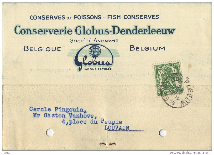 Denderleeuw :  Conserverie Globus ( Zie Scans ) - Denderleeuw