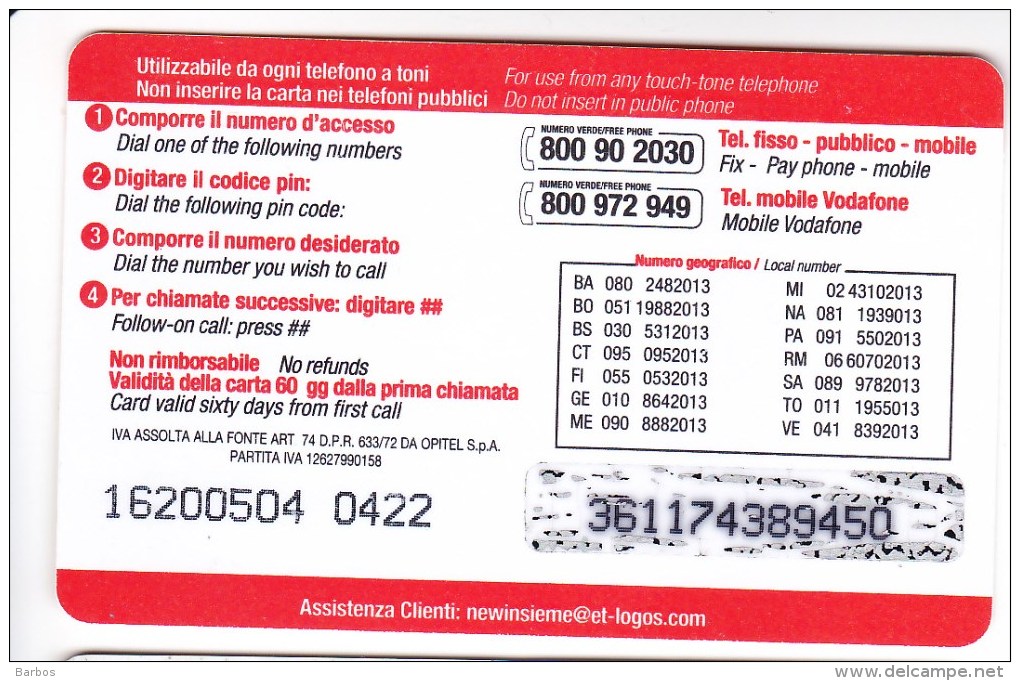 Italy ,  Phonecard Prepaid  ,  Used - [2] Sim Cards, Prepaid & Refills