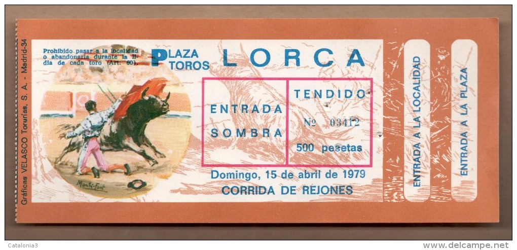 TOROS - Entrada Corrida De Toros En LORCA 1979 - Tickets - Entradas