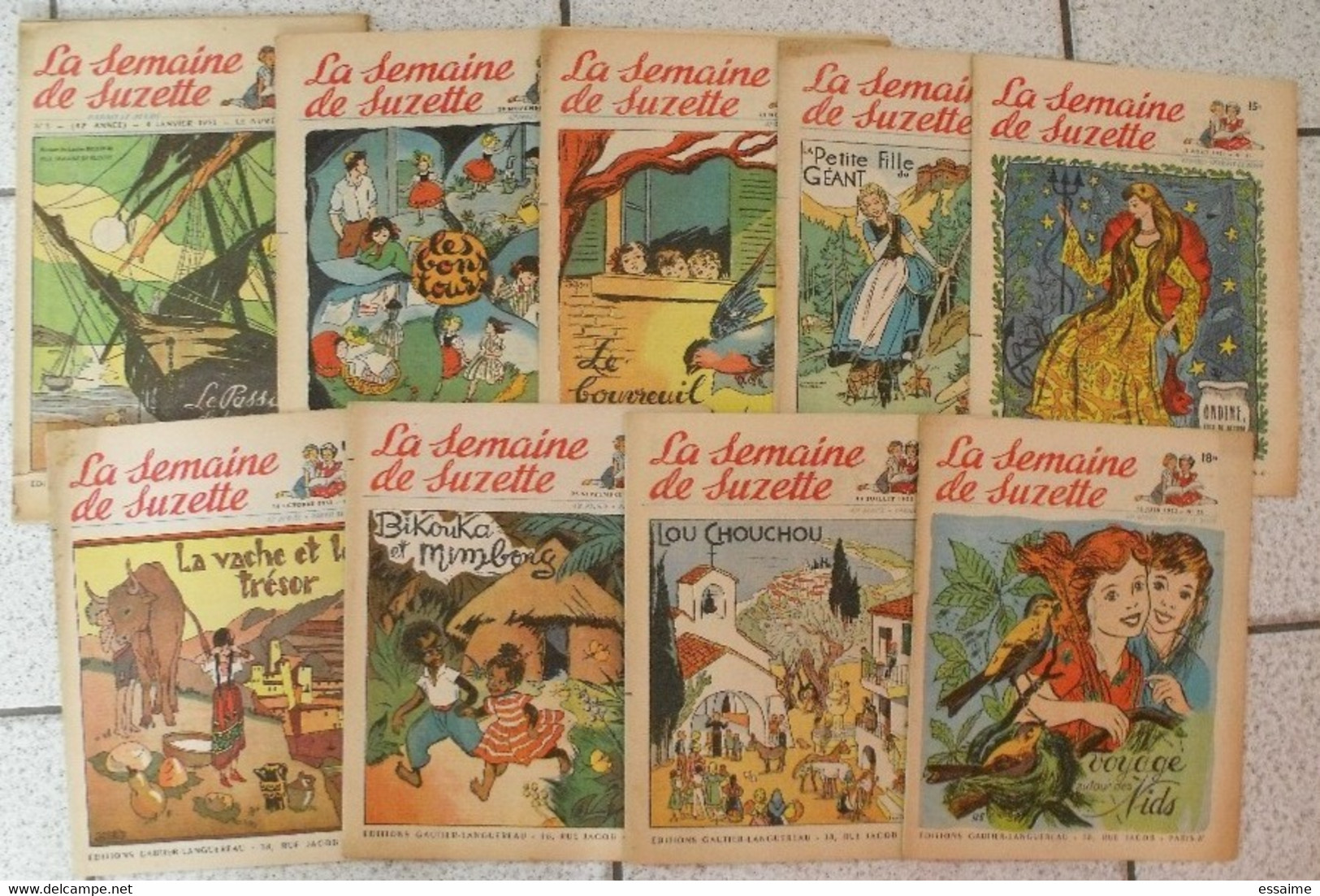 9 Revues La Semaine De Suzette De 1951 Et 1952. Manon Lessel Bécassine Félix Le Chat Pécoud Calvo Coquin. A Redécouvrir - La Semaine De Suzette