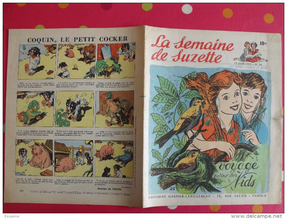 9 Revues La Semaine De Suzette De 1951 Et 1952. Manon Lessel Bécassine Félix Le Chat Pécoud Calvo Coquin. A Redécouvrir - La Semaine De Suzette