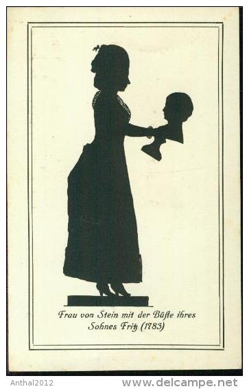 Scherenschnitt Silhouette Frau Von Stein Mit Der Büste Statue Ihres Sohnes Fritz Goethe 1783 - Scherenschnitt - Silhouette