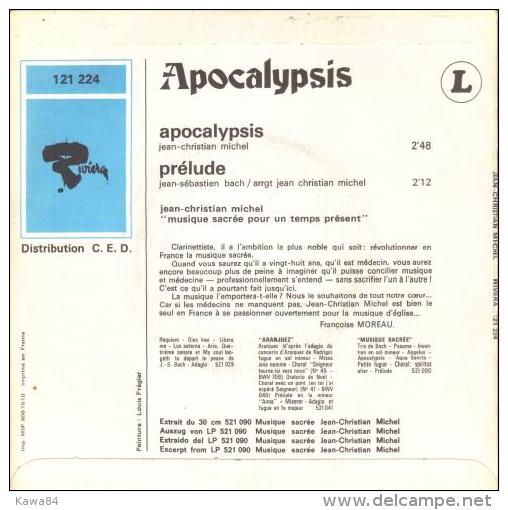 SP 45 RPM (7")  Jean-Christian Michel  "  Apocalypsis  " - Klassiekers