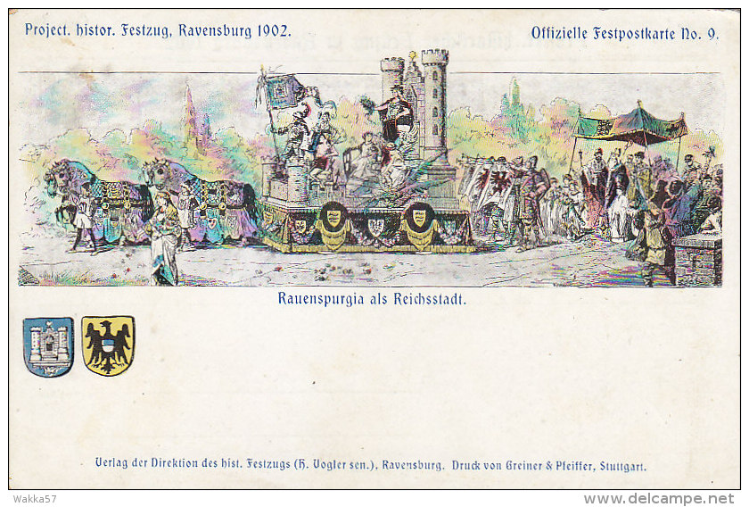 3-4027-  Project Histor. Festzug, Ravenburg 1902 - Offizielle FestpostKarte N. 9 - Ravensburg