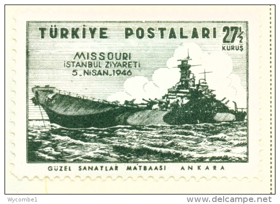 TURKEY  -  1946  USS Missouri  271/2k  Mounted/Hinged Mint - Neufs