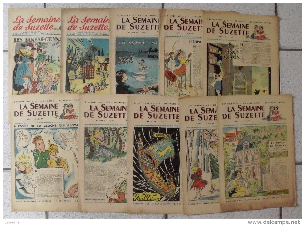 9 Revues La Semaine De Suzette 1950. Manon Iessel, Sels, Pécoud, Salcedo, Desrieux. A Redécouvrir - La Semaine De Suzette