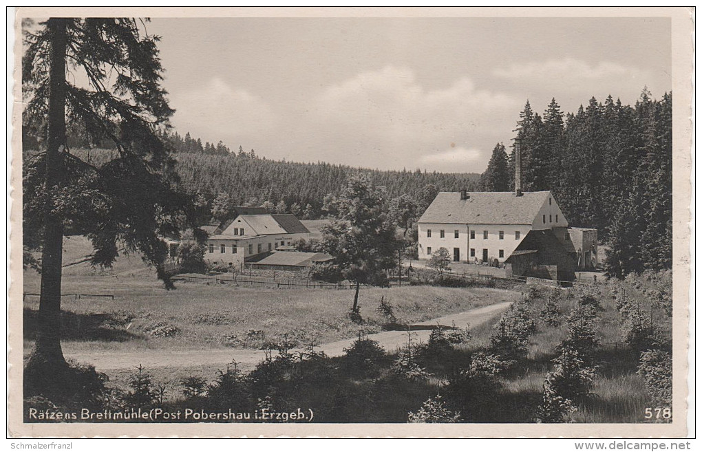 AK Rätzens Brettmühle Bei Pobershau Marienberg Zöblitz Erzgebirge Gasthof Sommerlager Stempel Freizeitlager Jungbann 214 - Zöblitz