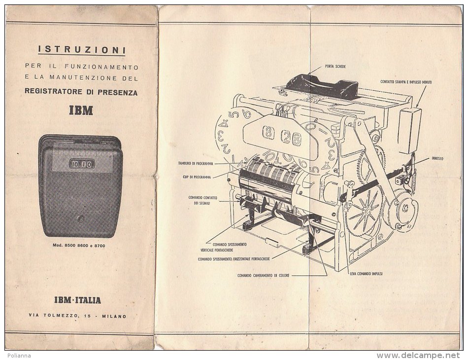 B1346 - ISTRUZIONI REGISTRATORE DI PRESENZA IBM ITALIA Mod.8500-8600-8700 - Otros Aparatos