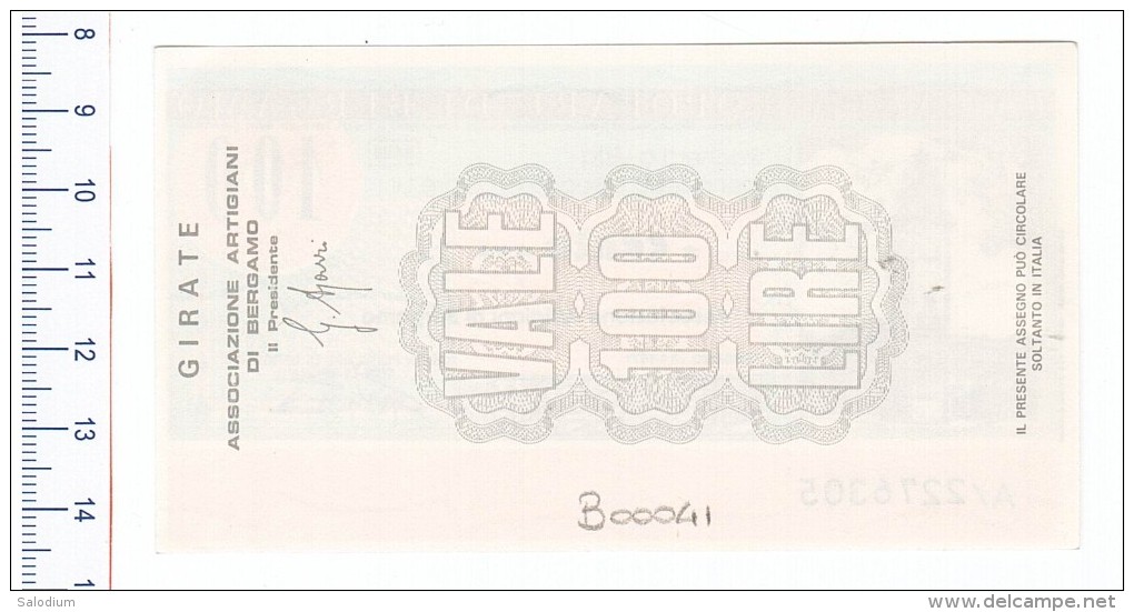 (*) Banca Popolare Di Bergamo - Associazione Artigiani - MINIASSEGNI - [10] Chèques
