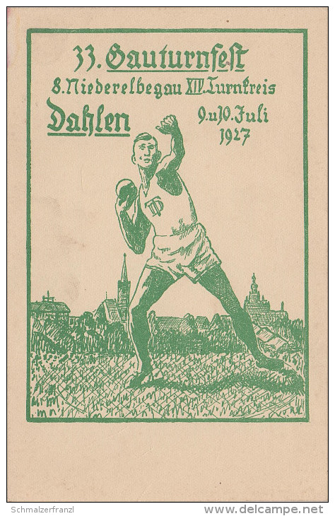 Litho Stich AK Dahlen 33. Gauturnfest 9 / 10 Juli 1927 8. Niederelbegau XIV Turnkreis Turnfest Bei Oschatz Wurzen - Dahlen