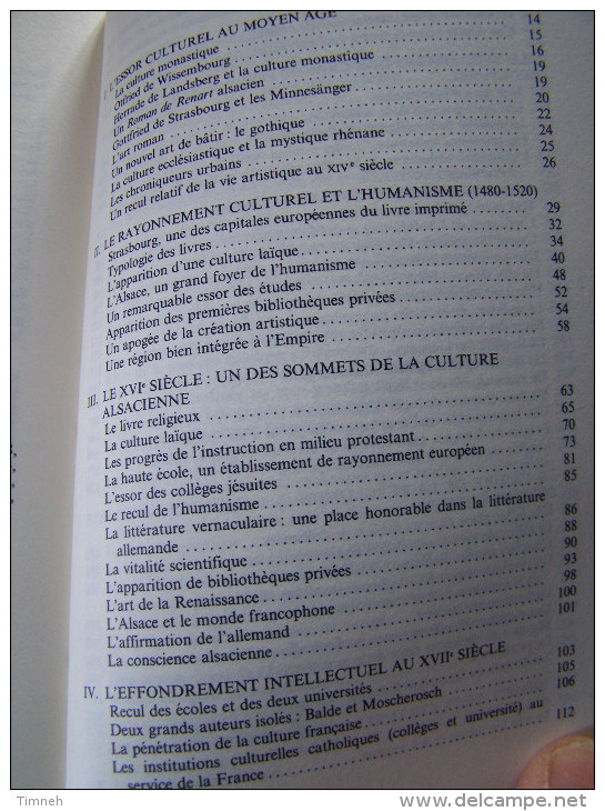 HISTOIRE CULTURELLE DE L ALSACE Du MOYEN AGE A NOS JOURS  Bernard VOGLER 1994 La Bibliothèque Alsacienne - Alsace