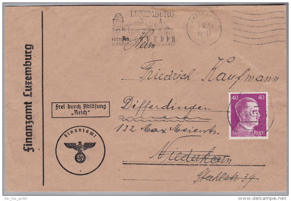 Luxemburg 1943-12-31 Brief Nach Niederkorn Weitergeleitet Nach Differdange - 1940-1944 Ocupación Alemana