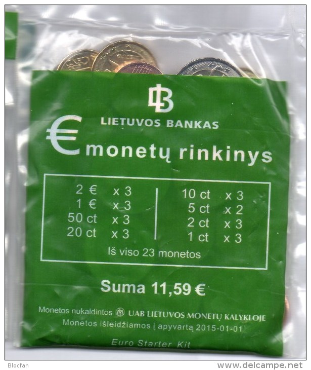 Starter-Paket New 2014/2015 Litauen Stg.40€ Einführung EURO 23xMünzen Vilnius With Sets 1C-2€ Coin Of Republik Lithuiana - Lithuania