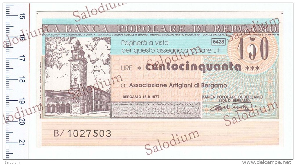 (*) Banca Popolare Di Bergamo - Associazione Artigiani - MINIASSEGNI - [10] Assegni E Miniassegni