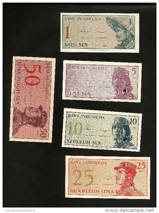 [NC] INDONESIA - BANK Of INDONESIA - 1 / 5 / 10 / 25 / 50 SEN (1964) - LOT Of 5 DIFFERENT BANKNOTES - Indonesia