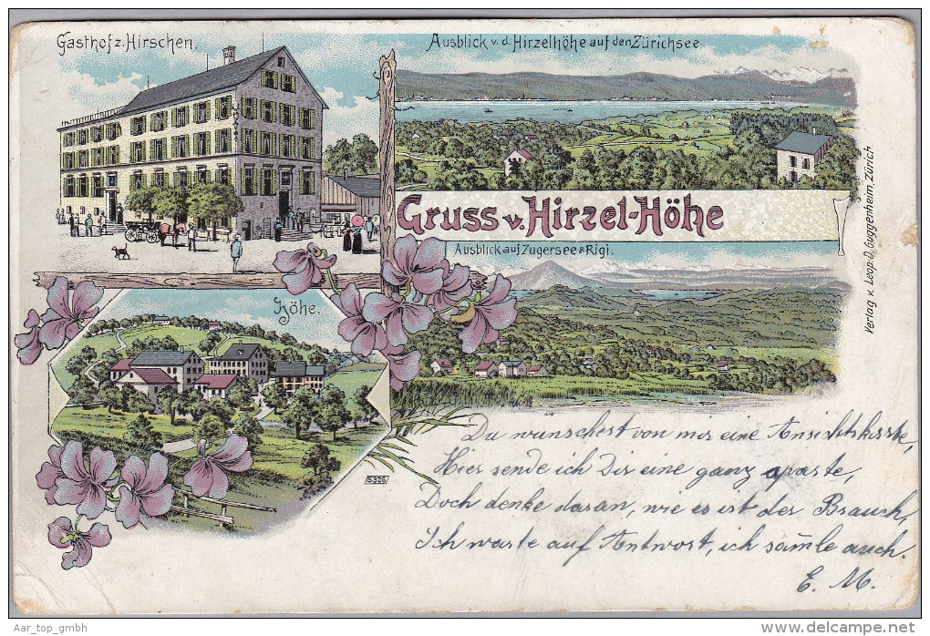 AK ZH HIRZEL-HÖHE 1900-08-17 Horgen Litho Guggenheim  (Bug) - Hirzel