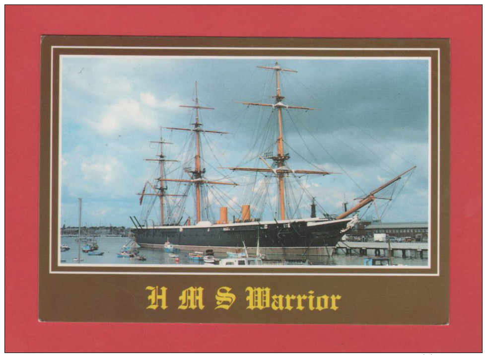 HMS WARRIOR 1860 FLAGSHIP OF THE ROYAL NAVY PORSMOUTH  BATEAU NAVIRE VOILIER // Timbre / RECTO VERSO - Velieri