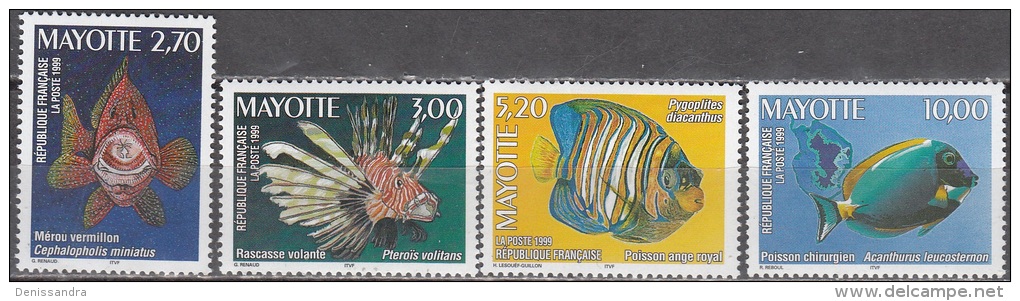 Mayotte 1999 Yvert 71 - 74 Neuf ** Cote (2015) 13.00 Euro Poissons Du Lagon - Nuovi