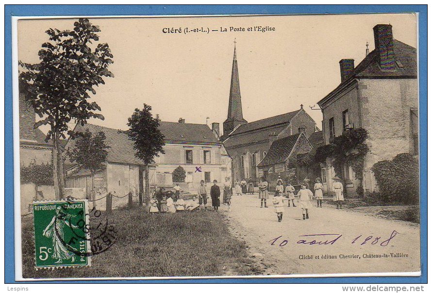 37 - CLERE --  La Poste Et L'Eglise - Cléré-les-Pins