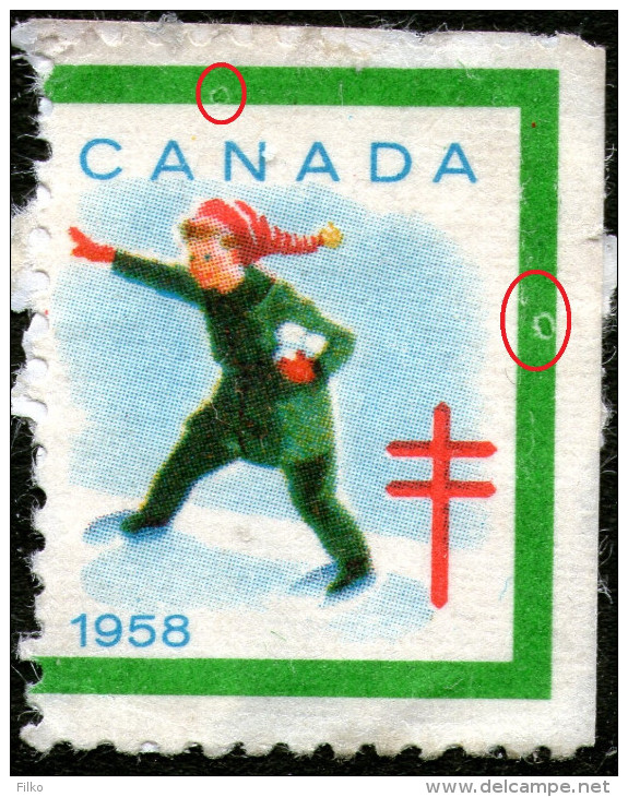 Canada,1958,anti TBC Label,error Shown On Scan,as Scan - Usati