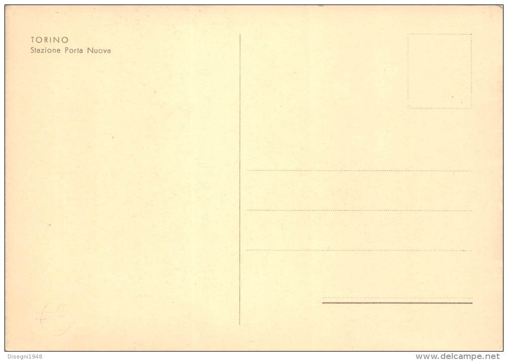 02993  "TORINO - STAZIONE PORTA NUOVA". ANIMATA. AUTO E TRAM ANNI ´30. CARTOLINA ORIGINALE. NON SPEDITA. - Stazione Porta Nuova