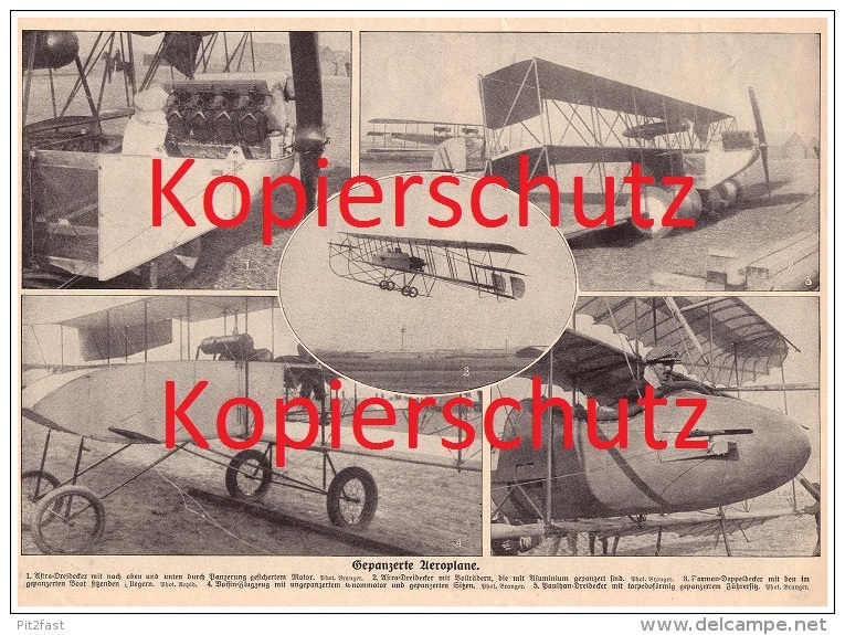 Original Zeitungsausschnitt - 1911 - Gepanzertes Flugzeug , Astra-Dreidecker , Farman-Doppeldecker , Paulhan-Dreidecker - Fliegerei