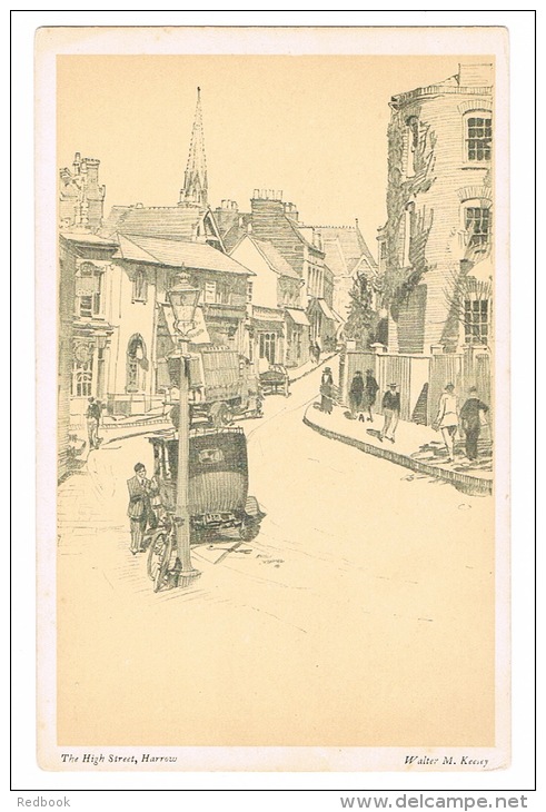 RB 1012 - Early Sketch Book Postcard  - The High Street Harrow - Middlesex London - Middlesex