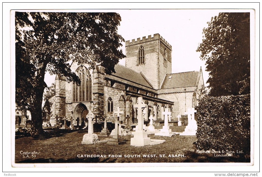 RB 1012 - Raphael Tuck Real Photo Postcard  -  St Asaph Cathedral From South West - Flintshire Wales - Flintshire