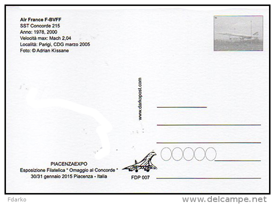 7 SST Supersonic Concorde 215 Air France F-BVFF Aircraft Aviation Avion Aiplane Postmark Philatelic - 2011-20: Marcophilie