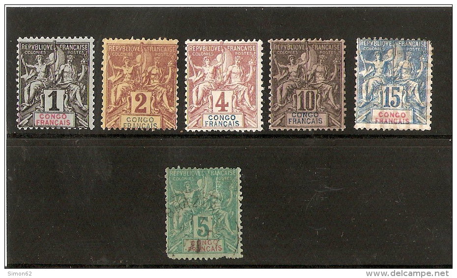 CONGO N° 12/17 NEUF *  N 14 NON COMPTE   DE1892 - Unused Stamps