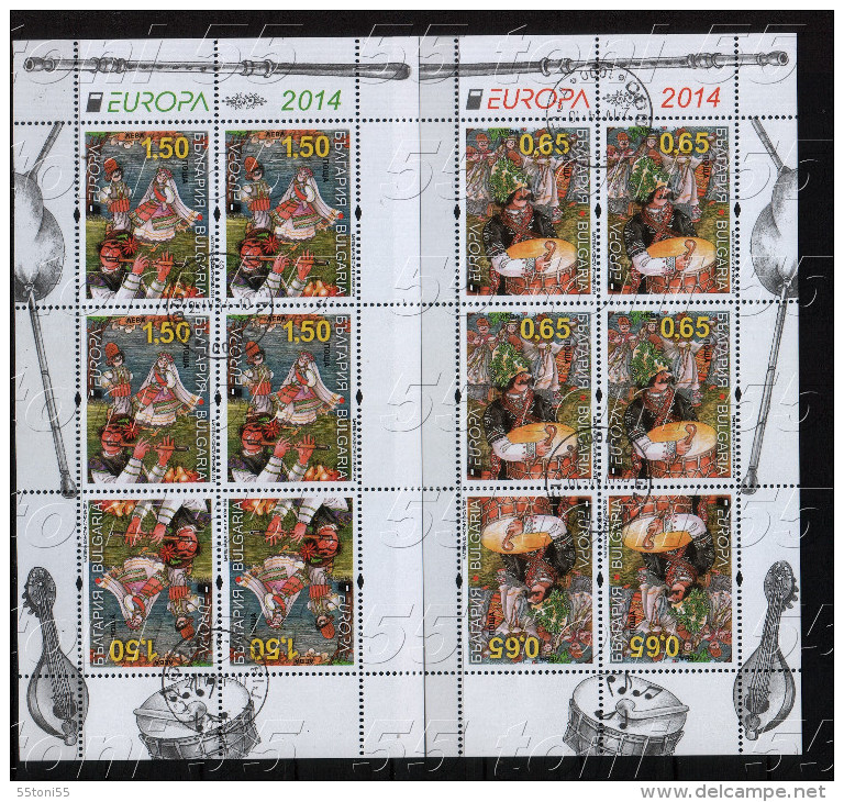 Bulgaria / Bulgarie – 2014 Europa- Folk Musical Instruments 2 Sheet -used/oblitere (O) - Used Stamps