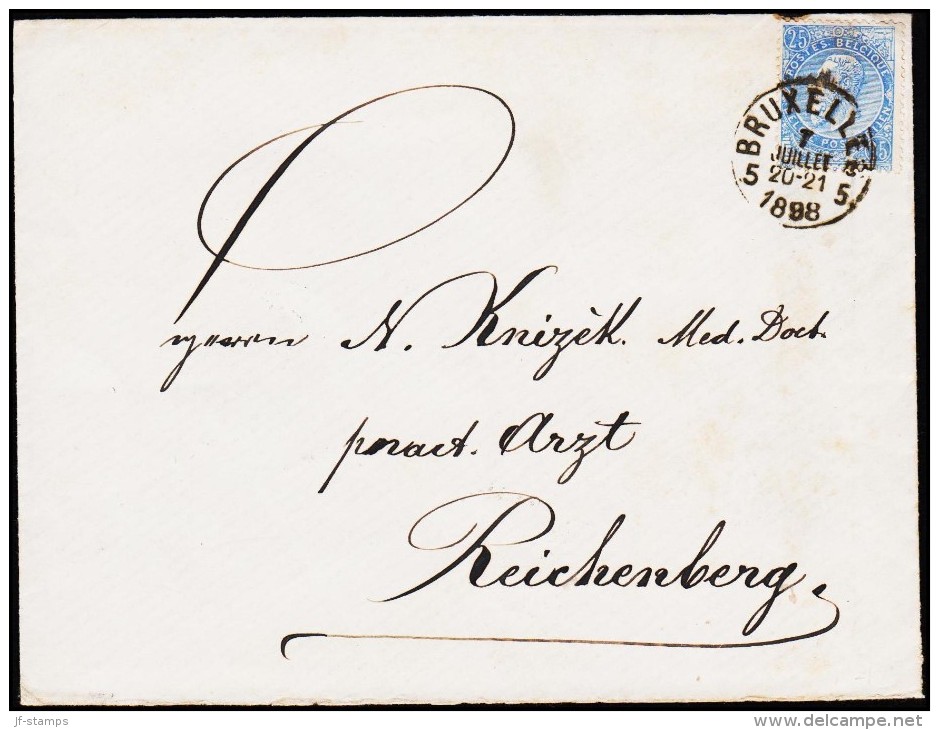 1898. 25 C. BRUXELLES 7 JUL 1898. REICHTENBERG.  (Michel: 55) - JF125124 - 1893-1900 Schmaler Bart