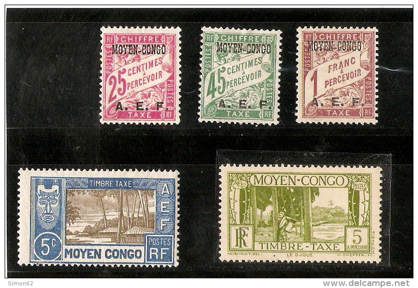 CONGO FRANCAIS  TIMBRE TAXE N°4/6/9/12/23  NEUF * - Unused Stamps