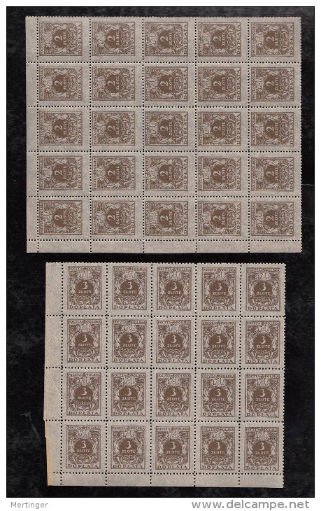 Poland Polen Dienst Official 1924 2+3Zt Mi# 77-78 ** MNH Block Of 20 - Dienstzegels