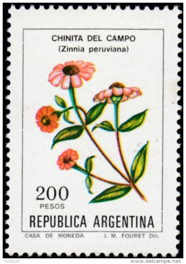 ARGENTINA - Scott #1344 Zinnia Peruviana (*) / Mint NH Stamp - Unused Stamps