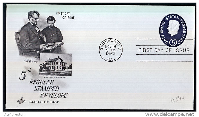 B0479 USA 1962, Pre-paid Cover, 'Regular Stamped Envelope' FDC, Springfield - 1961-80